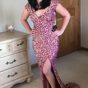 Beautiful Gems-toned Hot Pink Evening Gown